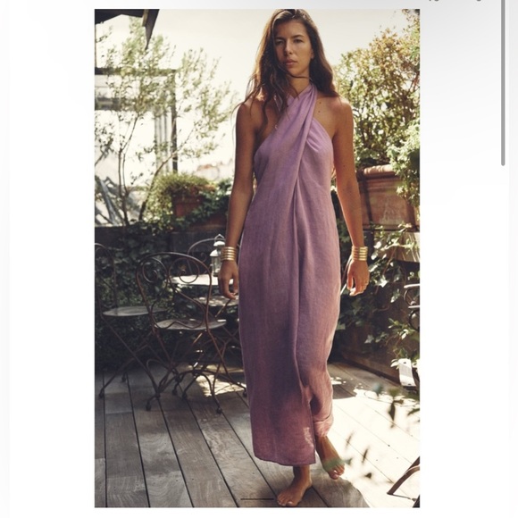 LINEN HALTER DRESS - Picture 7 of 8